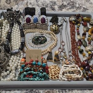 Vintage Costume Bohemian Multi-Color Beaded Bracelets And Necklaceses